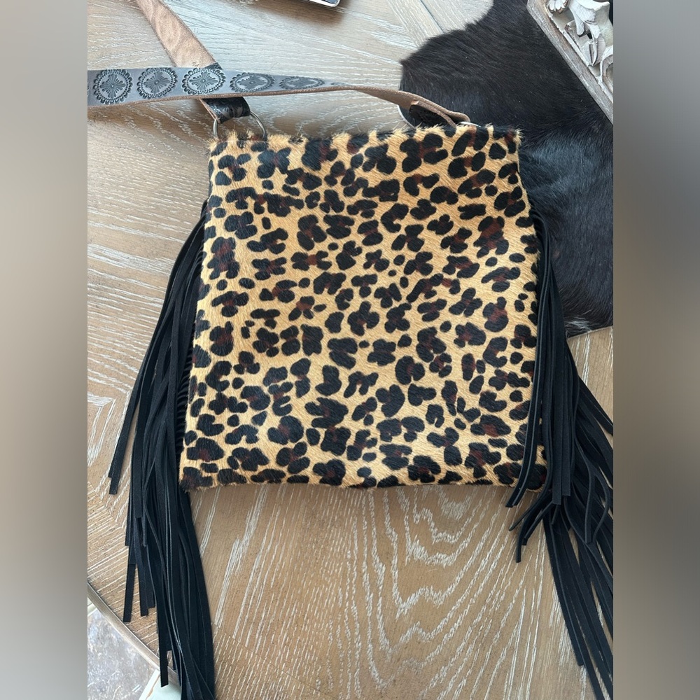Beautiful Leopard Crossbody Made by the Fringed Cactus Designs.